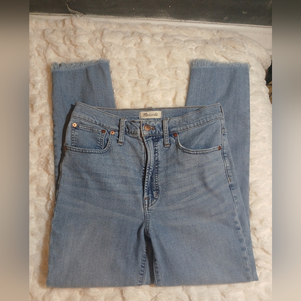 Madewell The Perfect Vintage Jeans Womens 27 Light Wash Denim Fray Hem